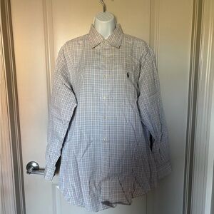 Ralph Lauren Blue and White Checkered Button Down Shirt